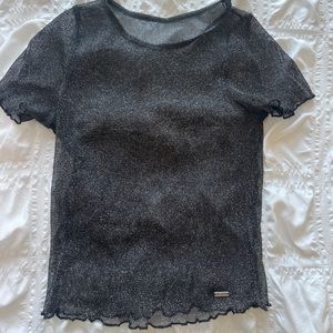 Holister sheer glittery black crop top